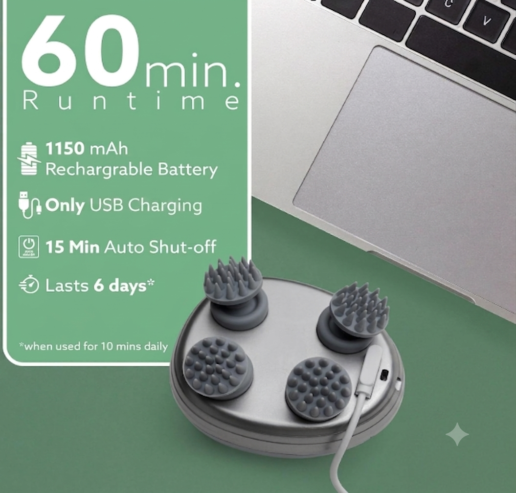 Everestfitness Scalp Massager™  Stress Relief & Relaxation | Handheld,  Portable and Rechargeable