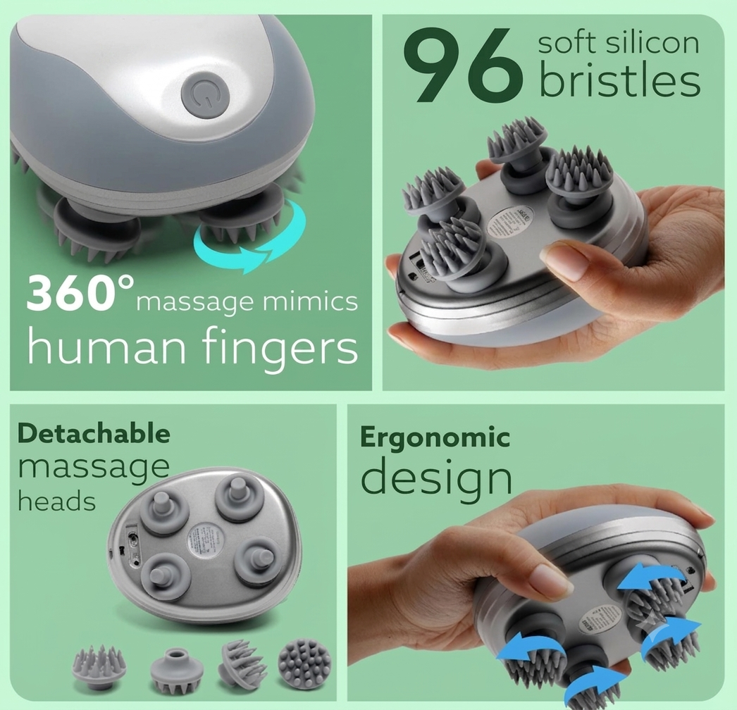 Everestfitness Scalp Massager™  Stress Relief & Relaxation | Handheld,  Portable and Rechargeable